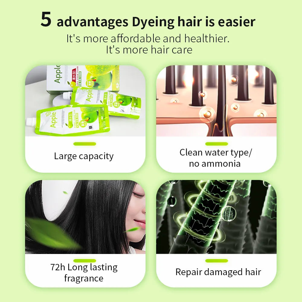 Ammonia Free Black Coloring Shampoo Dye Apple Hair Color Cream