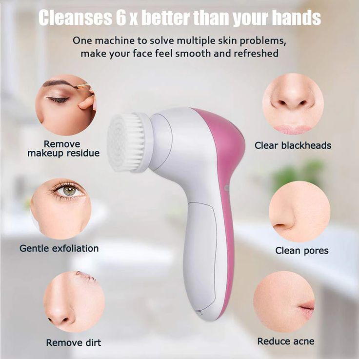 5-in-1 Beauty Care Brush Massager Scrubber Face Skin Electric Facial Cleanser 5 in 1 Facial Electric Cleanser & Massager (Pink, White)